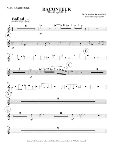 Free Sheet Music Raconteur The Storyteller Alto Sax