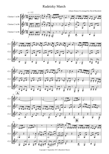 Radetzky March For Clarinet Trio Sheet Music