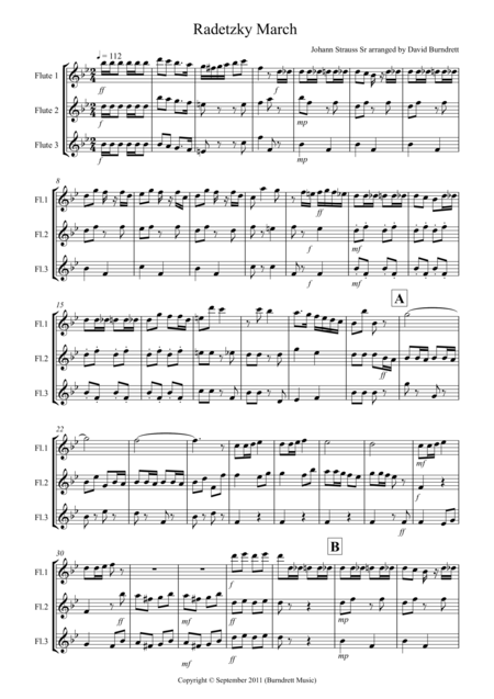 Radetzky March For Flute Trio Sheet Music