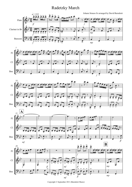 Radetzky March For Wind Trio Sheet Music