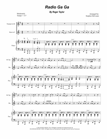 Radio Ga Ga Duet For Bb Trumpet And French Horn Sheet Music