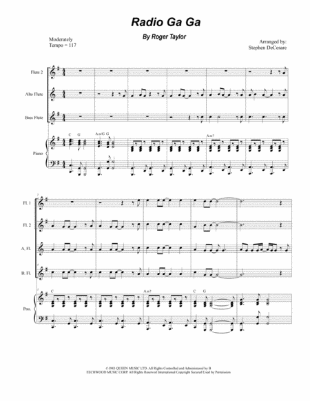 Radio Ga Ga For Flute Choir And Piano Sheet Music