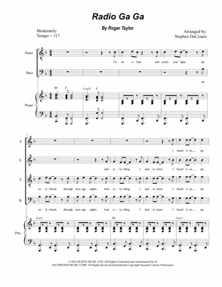 Radio Ga Ga For Satb Sheet Music