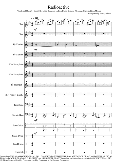 Free Sheet Music Radioactive Concert Band Arrangement