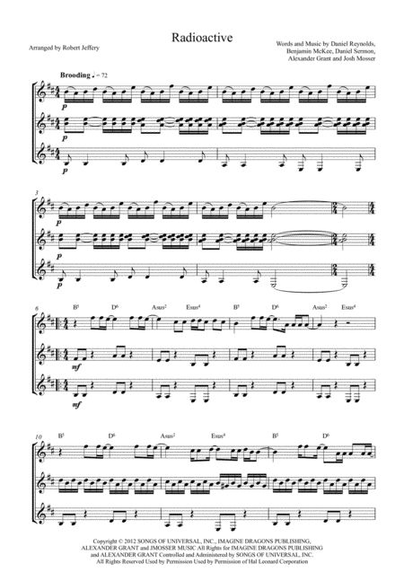 Radioactive Intermediate Guitar Ensemble Sheet Music