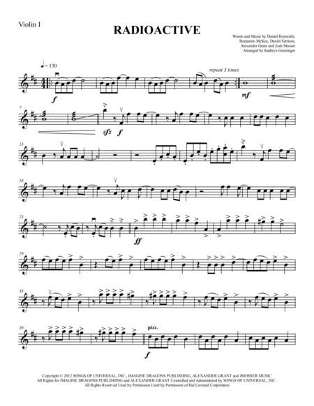 Free Sheet Music Radioactive String Quartet Or Quintet