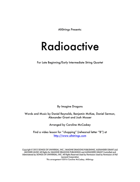 Radioactive String Quartet Sheet Music