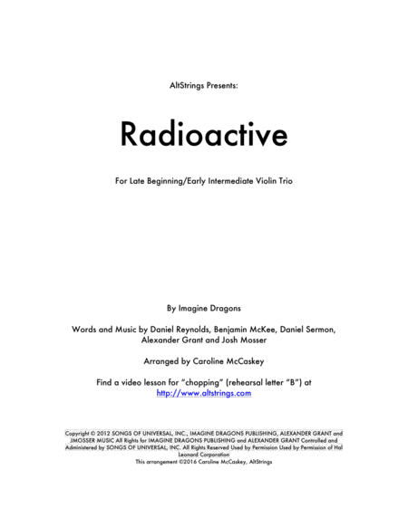 Free Sheet Music Radioactive Violin Trio