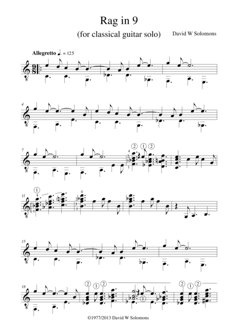 Rag In 9 Oakham Rag For Guitar Solo Sheet Music