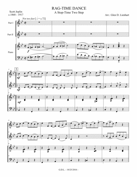 Free Sheet Music Rag Time Dance The