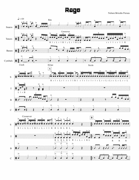 Free Sheet Music Rage Drumline Cadence