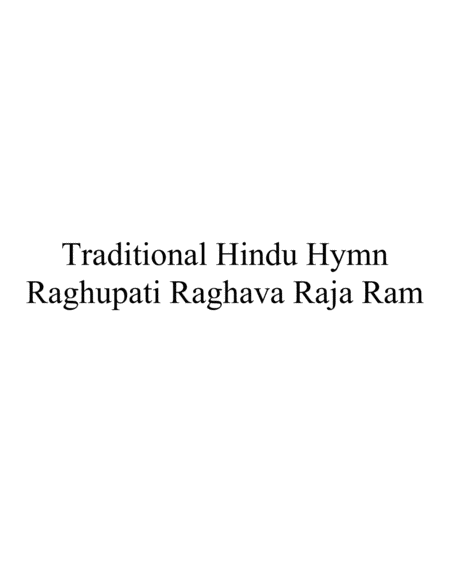 Raghupati Raghava Raja Ram Sheet Music