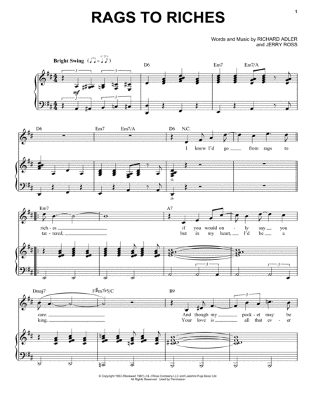 Free Sheet Music Rags To Riches