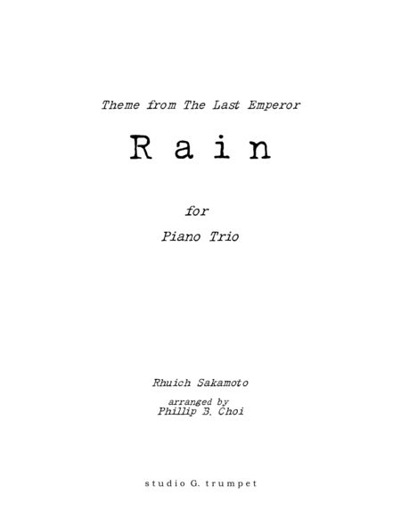 Rain For Piano Trio Rhuich Sakamoto Sheet Music