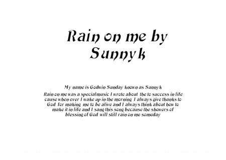 Rain On Me By Sunnyk Sheet Music