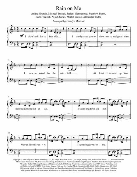 Free Sheet Music Rain On Me Piano Solo