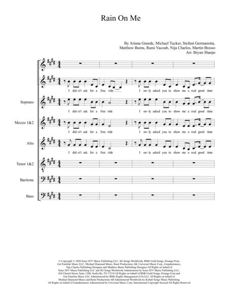 Rain On Me Sssattbb A Cappella Sheet Music