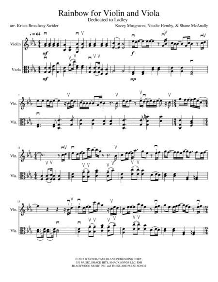 Free Sheet Music Rainbow For Violin And Viola Duo