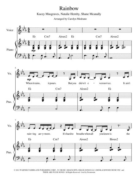 Rainbow Piano Voice Sheet Music