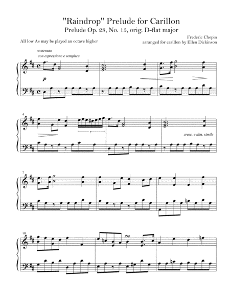 Raindrop Prelude For Carillon Sheet Music