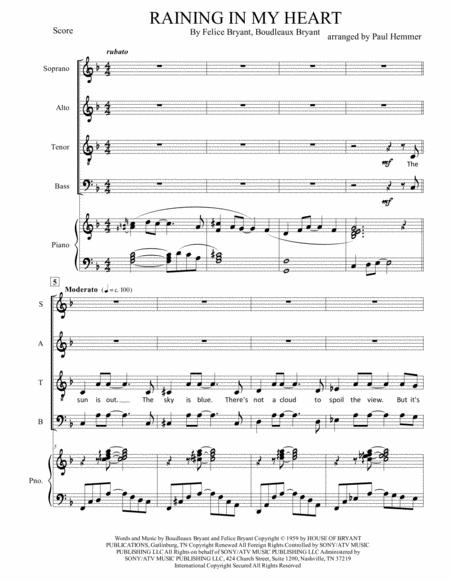 Free Sheet Music Raining In My Heart Satb Piano