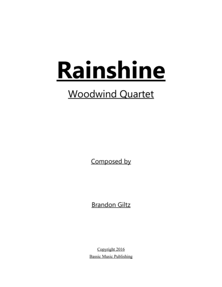 Free Sheet Music Rainshine For Wind Quartet