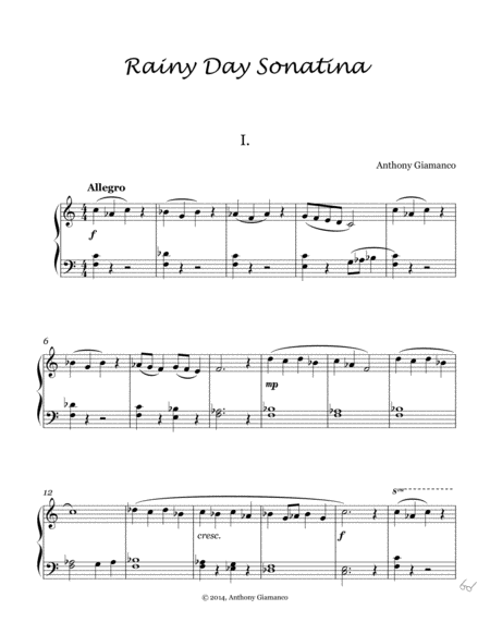 Rainy Day Sonatina Piano Solo Sheet Music