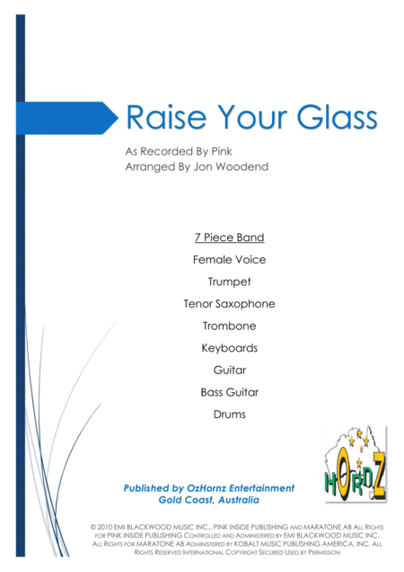 Raise Your Glass 7 Piece Chart Sheet Music