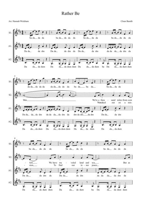 Free Sheet Music Rather Be Ssaa A Capella