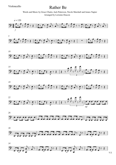 Rather Be String Trio Violin Viola Cello Sheet Music