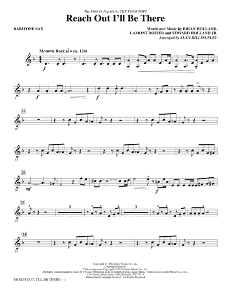 Reach Out I Will Be There Arr Alan Billingsley Baritone Sax Sheet Music