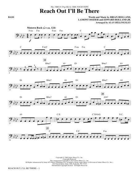 Free Sheet Music Reach Out I Will Be There Arr Alan Billingsley Bass