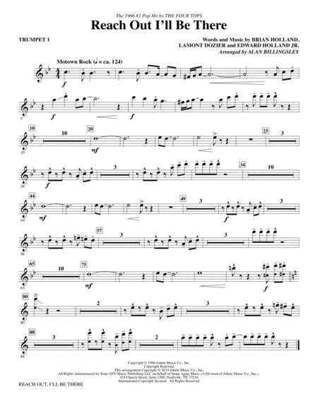 Free Sheet Music Reach Out I Will Be There Arr Alan Billingsley Trumpet 1