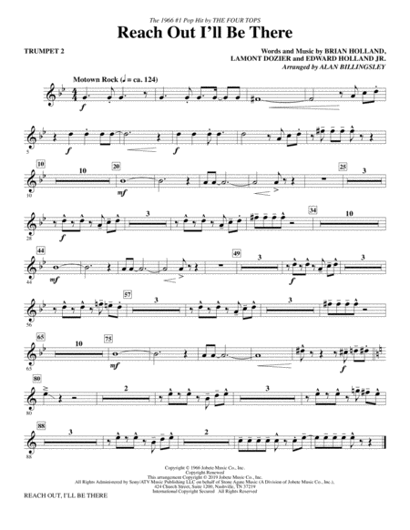 Free Sheet Music Reach Out I Will Be There Arr Alan Billingsley Trumpet 2