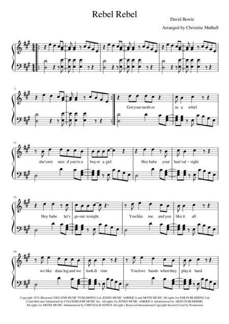 Rebel Rebel Sheet Music