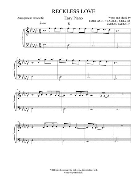 Reckless Love Cory Asbury Sheet Music Easy Piano Sheet Music