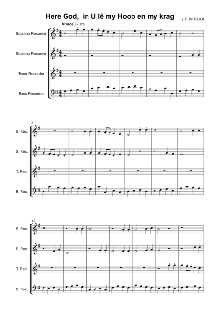 Recorder Quartet Sonata 1 Mov Ii Allegro Sheet Music