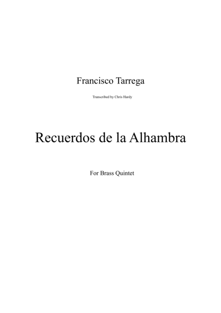 Recuerdos De La Alhambra For Brass Quintet Sheet Music