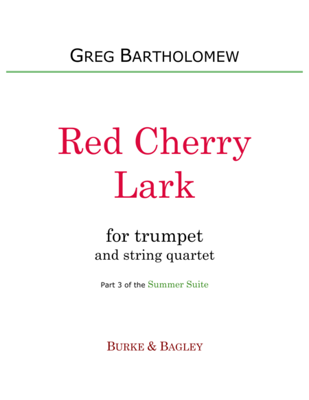 Free Sheet Music Red Cherry Lark Trumpet String Quartet