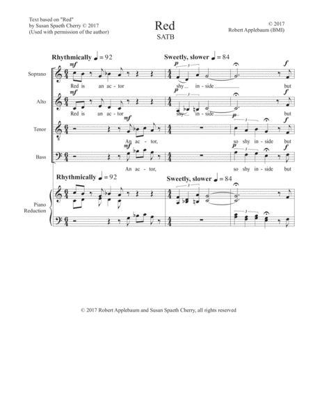 Free Sheet Music Red From The Primary Colors Suite