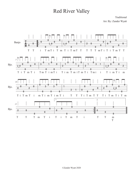 Red River Valley For Solo Banjo Sheet Music