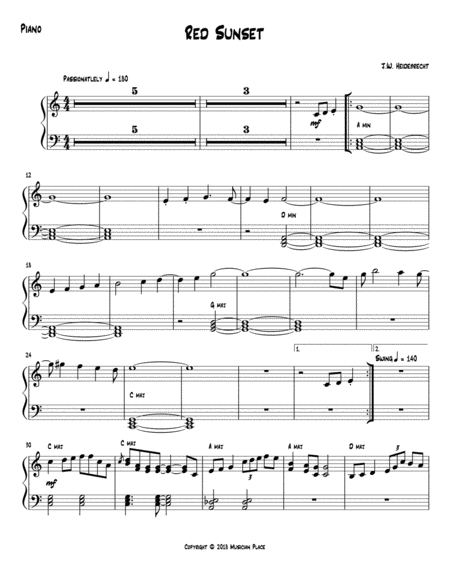 Red Sunset Piano Sheet Music