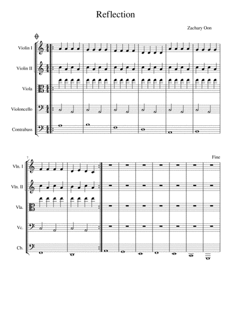 Free Sheet Music Reflection For String Quartet