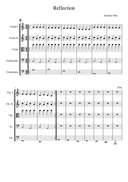 Reflection For String Quartet Sheet Music