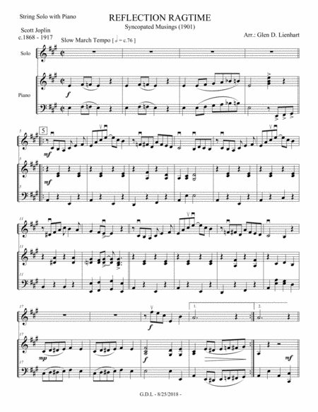 Reflection Ragtime Sheet Music