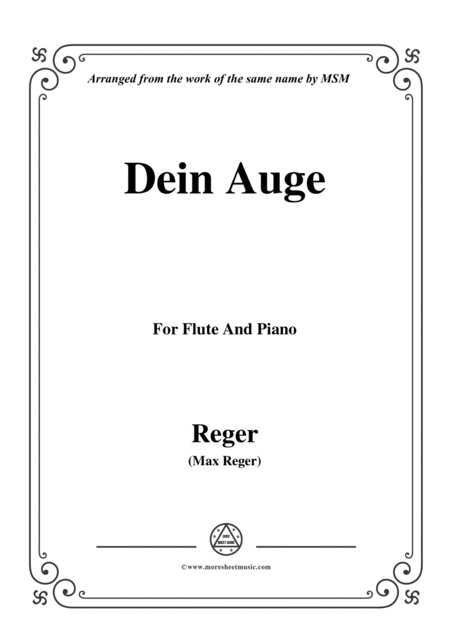 Reger Dein Auge For Flute And Piano Sheet Music