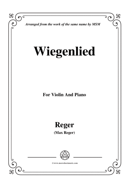 Reger Wiegenlied For Violin And Piano Sheet Music