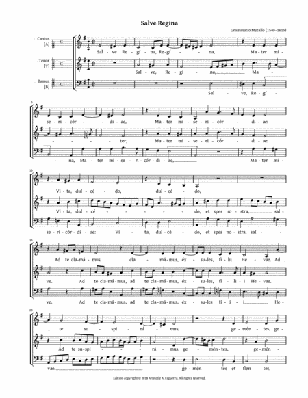 Free Sheet Music Regina Caeli Metallo Aab