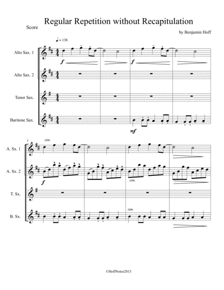 Regular Repetition Without Recapitulation Sheet Music