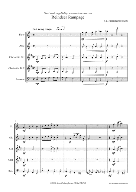 Reindeer Rampage Wind Quintet Sheet Music